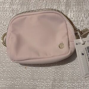 NWT Nano Lululemon Everywhere Belt Bag Keychain Wristlet Pouch Blush and gold